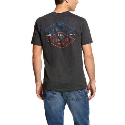 Ariat Overlap - T Shirts DiepGrijs Heren - 36686-248